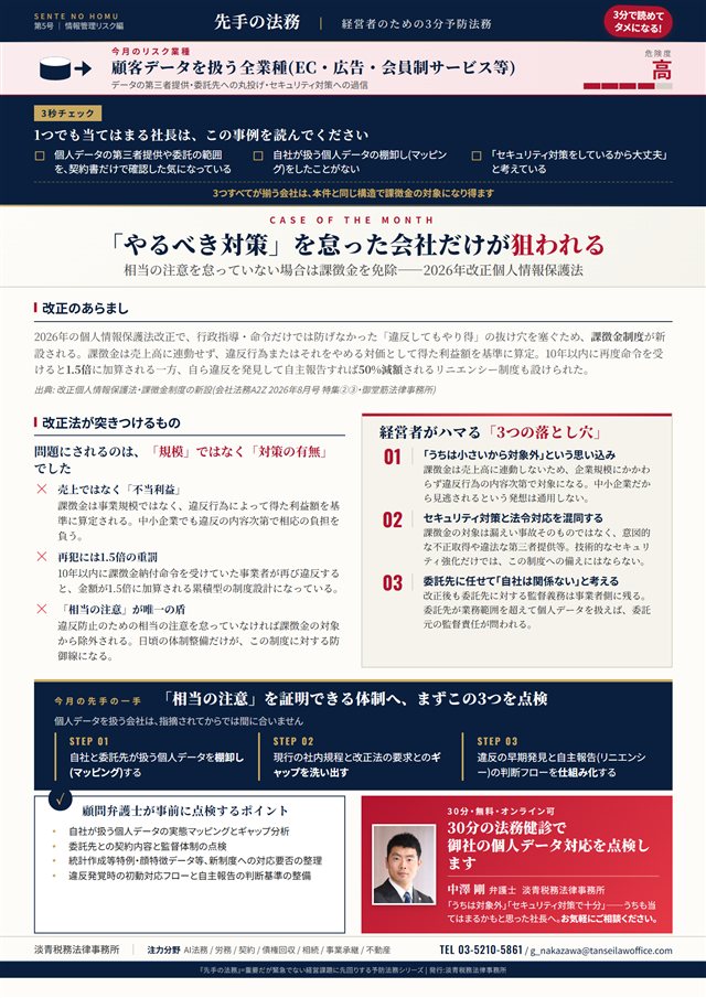 LEGAL EIGHT REPORT（先手の法務）第5号（IT・情報・AI・知財）の紙面